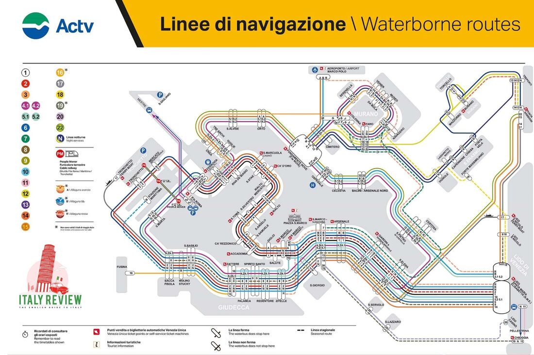 Venice Water Bus Vaporetto Map - Italy Review